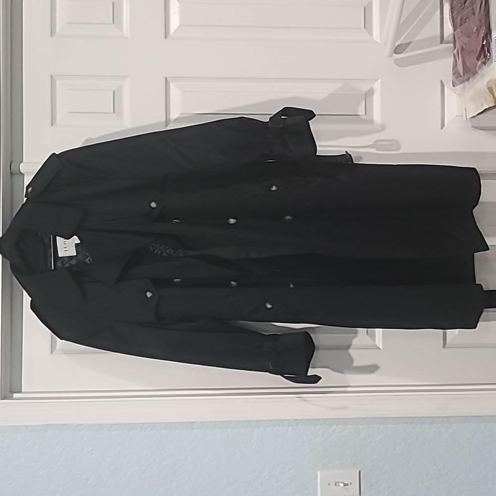 NWOT Mens Towne by London Fog Black Full Length Trenchcoat. Sz: 42 Reg.